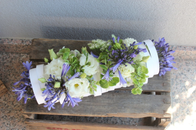 centre de table moderne fleur papier violet vert fleuriste woippy effleurs