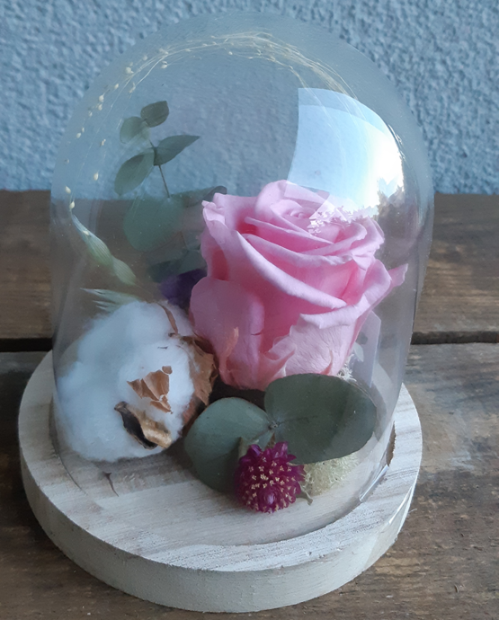 Cloche bois fleuri rose tendre- Effleurs